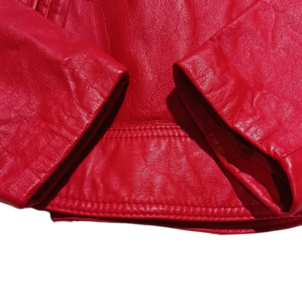 80s Wilsons Leather Red Moto Jacket Retro VTG Thriller - Picture 8 of 17